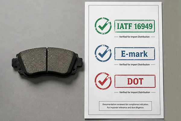 Certificaciones de pastillas de freno IATF 16949 marca E DOT para importadores