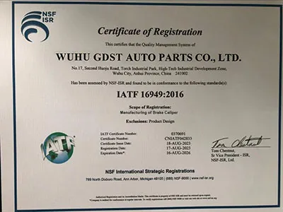 Certificación de calidad de fabricación de Pinza De Freno IATF 16949 Proceso de control de calidad en instalación de fabricación de pinza de freno certificada IATF 16949