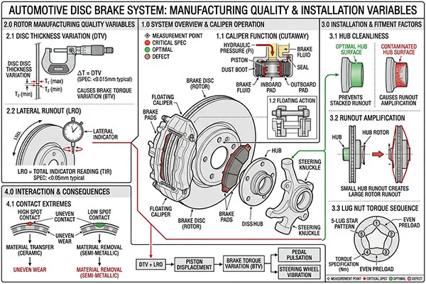Variables de fabricación e instalación del Disco De Freno solución de problemas de ruido del Disco De Freno y variables de calidad del rotor