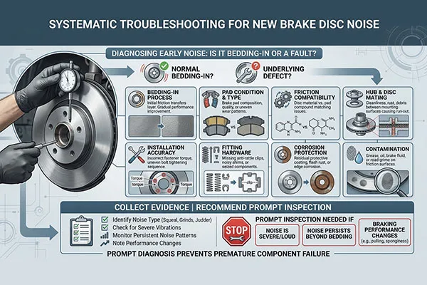 Verificaciones de instalación de Disco De Freno nuevo solución de problemas de ruido de Disco De Freno nuevo después de la instalación